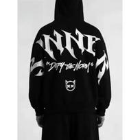 Vyriškas gotikinis Sinner raidžių spaudos atspindintis džemperis su gobtuvu Streetwear Unisex Džemperis su gobtuvu Punk Hip Hop Laisvas Puloveris Viršus Naujas L white