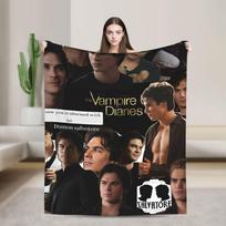 Soft Blankets Camping The Vampire Diaries Damon salvatore Throw Blanket Flannel Bedspread For Living Room Funny Sofa Bed Cover Size: 75*100cm, Weight: 230 GSM