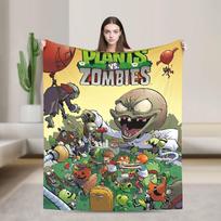 Game P-Plants-vs-Zombie Soft Warm Blankets Picnic Plush Throw Blanket Fluffy Couch Bed Flannel Bedspread Sofa Bed Cover Size: 75*100cm, Weight: 230 GSM