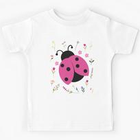 Floral Pink Ladybug Kids T-Shirt 120
