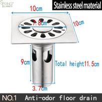 Modern Stainless Steel Universal Anti-odor Hotel Floor Drain Anti-clogging Square 1.6 Thickened Deep Water Seal Self-sealing (as the picture,Stainless Steel)
