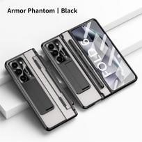 For Samsung Galaxy Z Fold 8 Ultra / 7 6 5 4 3 Transparent Plating PC Hinge protect Full Body Stand Pen Slot Case +Tempered Glass Opp Bag&For Samsung Galaxy Z Fold 3 5G 7.6" juoda
