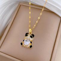 Female Versatile Personalized Black Eye Panda Necklace C550
