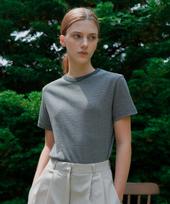 Bletty Stripe Ringer Cotton T-Shirt (Charcoal) Charcoal/Free