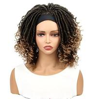 Headband T1B/27 Honey Blonde Glueless Non-Lace Front Goddess Faux Locs Density Synthetic Machine Made Wigs (as the picture,10 inches)