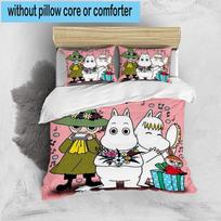 Moo-min Family Celebration 3pcs Bedding,Including 1pc Duvet Cover And 2pcs Pillowcases Perfect for Christmas,Ideal for Bedroom, Dormitory 135cm*200cm