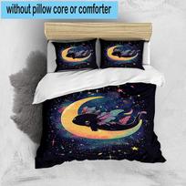 Fantasy Axolotl Moon Night Sky 3pcs Bedding,Including 1pc Duvet Cover And 2pcs Pillowcases Perfect for Christmas,Ideal for Bedroom, Dormitory 135cm*200cm