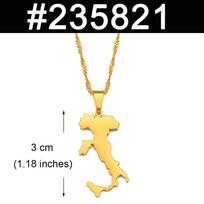 Italy With Sicily and Sardinia Together Map Pendant Necklaces Italian Maps Jewelry Gifts #235821 Water Wave Chain&45cm / 17.7 inches auksas