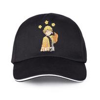Zenitsu Anime Demon Slayer Baseball Cap Cartoon Sunshade Sunscreen Kimetsu No Yaiba Hat Japanese-Style white