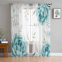 Augalų spalva Akvarelė Natūralios tiulio užuolaidos miegamajam Svetainės langams Užuolaidos Permatomos užuolaidos organza užuolaidos 135W x 114H(cm)