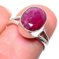 Red Ruby(Simulated) Gemstone Handmade 925 Sterling Silver Jewelry Ring S.6 Z9t43