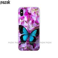 Silicon Case For Iphone 11 pro max 6 X XS XR 8 7 6s 5 5s SE 2020 Plus 10 phone Coque bumper soft tpu colorful butterfly flower iphone 5 5S SE