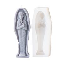 Lankstus silikoninis formelis 3D mumijos formos vaško žvakių formelės Kvapiosios aromaterapijos gamybos formelė Rankų darbo dekoracijos formelė B white