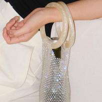 Blizgūs deimantiniai kalnų krištolai Vyno krepšys Elastinis tinklelis Tvirtas rankena Vestuvių dovanos, Žėrintis Gražus ir daugkartinio naudojimo Kelionėms, Vestuvėms, balta