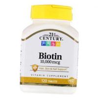 Biotinas plaukams, odai ir nagams, Biotinas 10000, 21st Century  120 tabl. (36440050) 120tab