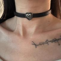 Make Old Retro Necklace Black Leather Choker Collar Dark Punk Subculture Collarbone Chain Collar Thin