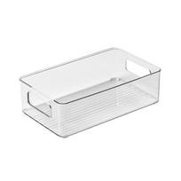 Skaidri PET kosmetikos ir stalo daiktų laikymo dėžutė 25.8*15.2*7.2CM skaidri