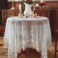 Elegant White Lace Tablecloth with Floral Embroidery Handcrafted Design for Indoor/Outdoor Decor, Perfect for Kitchen, Dining, and Party Settings 110*110cm