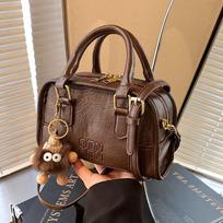 Bag Messenger Bag Portable Women'S Bag Simple Small Square Bag High-End Retro Small Bag Luggage tamsiai ruda spalva