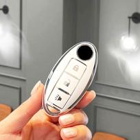 Silver Edge 3 Buttons Car Key Case for Nissan Juke X-trial Qashqai Micra Leaf Note Murano Lafesta Smart Remote Control Cover 3A button key cover balta