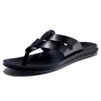 Street Style vyriškos odinės šlepetės neslystančiu padu Patogios vyriškos šlepetės kvėpuojančios vyriškos pusiau atviros vandens avalynė 38 juoda