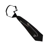 Crosses Heart Chain Black Ties Stylish School Uniform Neckwear Adjustable Pre Tied Necktie for Casual or Formal Outfit juoda