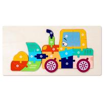 Children's wooden traffic 3d buckle three-dimensional puzzle puzzle puzzle baby construction car cognitive pairing building block educational toy