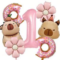 Cute Capibara-themed Aluminum Membrane Balloon Capybara-themed Children's Birthday Party Decoration Kapibara Digital Set 1