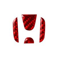 Steering  Wheel  Logo  Sticker Carbon Fiber Interior Cover For Honda Civic 2020 2019 2018 2017 2016 raudona