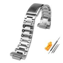 16 mm nerūdijančio plieno tvirto vėžlio sagties dirželis, skirtas G-Shock Casio GM-110 GA-110GB serijos mažo plieno pistoleto metalinei laikrodžio apyrankei 16mm sidabras