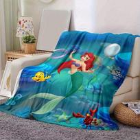 Mažoji undinėlė Animacinis pledas, Trumpas pliušinis mielas šiltas pledas, Svetainės Namų Dekoracija Sofa Keturi Metų Laikai Kelionės 80x120cm blue