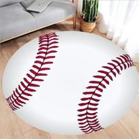 3D Baseball Design Round Area Carpets Living Room Children's Room Chair Area Rugs Bedroom Bedside Non-slip Foot Mat Home Decor Diameter 60cm