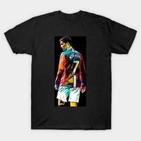 Men Black Print T-shirt Christian Ronaldo No-Cut Transfer Paper Print Cotton Tshirt S juoda