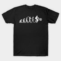 Men Black Print T-shirt Biking Evolution - Mountainbike Gift No-Cut Heat Transfer Print Cotton Tshirt M juoda
