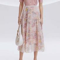 JESSIE Dreamy Print Tiered Midi Skirt L rožinė