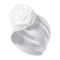 Raw Silk Big Rose Flower Hairband Elastic African Turban Cap Boho Flower Bandana  Hair Accessories balta