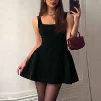 Women's Fashion Color Sleeveless Dress XL juoda