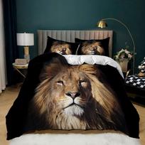 Lion Head Black Backdrop Duvet Cover Set Queen King Size 3 Piece Bedding With 2 Pillow Shams EU single(135x200cm)