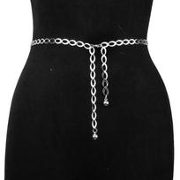 Metalinė juosmens grandinėlė Sidabrinės, auksinės spalvos juosmens diržas Retro grandinėlės diržai moterims, suknelėms Style 1-Silver black