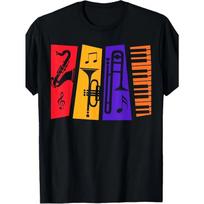 Jazz Music T-Shirt for Players, Featuring a Design for The Summer, with Short Sleeves And a Printed Design S juoda