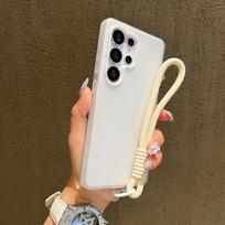 2in1 With Wrist Strap Lanyard Jelly Phone Case For Samsung Galaxy S26 S25 S24 S23 S22 Ultra Plus FE A57 A37 A17 A56 Solid Cover Galaxy S25
