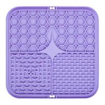 Square Silicone Dog Lick Mat with Suction Cup Anxiety Relief Pet Food Mat Anti-tip Slow Eating Bowl Peanut Butter Licking Mat Enrichment S violetinė