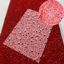 French Style Sequin Mesh Lace Fabric Pearl Bead Heavy Craft Tulle Soft Net For Sewing Women Luxury Dress Robe Trailing Trimming 90cm x 130cm