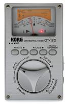 KORG Chromatic Tuner with Needle Meter Ideal for Wind Brass and Suitable for any concert 100 hours of continuous Soft case OT-120 - Ensembles, Bands, pilka spalva