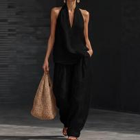 New Windbreaker Loose Oversized Shoulder Set Women's Summer Casual Wide Leg Pants Two Piece Outfit Fashion Trendy Style S juoda