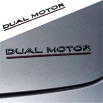 Dual Motor Emblem Sticker for Tesla Model 3/Y/S/X, ABS Underline Badge Letters Sticker for Car Rear Trunk