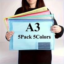 5-Pack A3 Oversize PVC Zippered Waterproof Project Folders,Color Coded Document Storage Bags, Multi-Purpose Artwork & Organizers