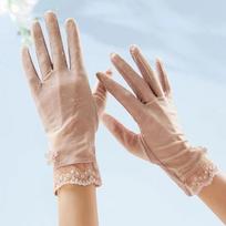 Summer Fabric Lace Gloves Non-Slip Driving Gloves Casual Touchscreen Gloves  Outdoor Flower pink