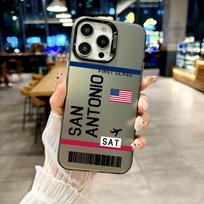 Case For iPhone 17 16E 16 11 15 14 Pro MAX 12 13 MINI 7 8 Plus XR SE Silver IMD Cover Travel United States Airplane Ticket Art For iPhone 7 8 SE