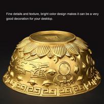 Classic Embossed Brass Treasure Bowl Mini Feng Shui Treasure Basin  Table Centerpieces